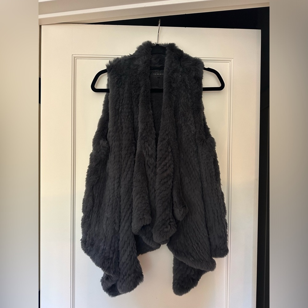 H BRAND - INDIE RABBIT FUR VEST (GREY, REAL FUR, CRUELTY FREE!)